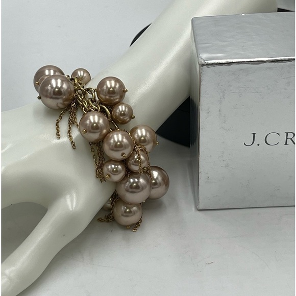 J. Crew Beige Faux Pearl & Gold Tone Chain Fringe Tassel Bracelet - Picture 2 of 12